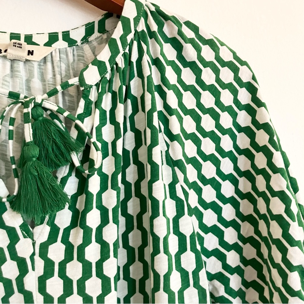 Boden Green Geometric Print Short-Sleeve Dress - Picture 8 of 12